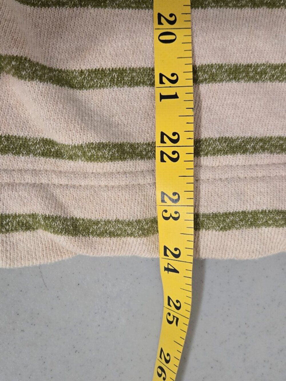 Coldwater Creek XL Tan & Olive Green Stripped French Terry Top 100% cotton - Picture 7 of 7